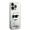 Калъф за iPhone 14 Pro - Karl Lagerfeld Hardcase Glitter (KLHCP14LLLLNCHCS) - Silver Choupette Head