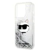 Калъф за iPhone 14 Pro - Karl Lagerfeld Hardcase Glitter (KLHCP14LLLLNCHCS) - Silver Choupette Head
