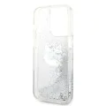 Калъф за iPhone 14 Pro - Karl Lagerfeld Hardcase Glitter (KLHCP14LLLLNCHCS) - Silver Choupette Head