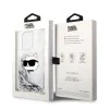 Калъф за iPhone 14 Pro - Karl Lagerfeld Hardcase Glitter (KLHCP14LLLLNCHCS) - Silver Choupette Head