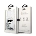 Калъф за iPhone 14 Pro - Karl Lagerfeld Hardcase Glitter (KLHCP14LLLLNCHCS) - Silver Choupette Head