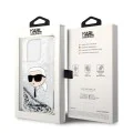 Калъф за iPhone 14 Pro - Karl Lagerfeld Hardcase Glitter (KLHCP14LLLLNKKHCH) - Silver Karl Head