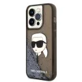 Калъф за iPhone 14 Pro - Karl Lagerfeld Hardcase Glitter (KLHCP14LLLLNKKHCK) - Karl Head