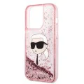 Калъф за iPhone 14 Pro - Karl Lagerfeld Hardcase Glitter (KLHCP14LLLLNNKHCHCP) - Pink Karl Head