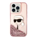 Калъф за iPhone 14 Pro - Karl Lagerfeld Hardcase Glitter (KLHCP14LLLLNNKHCHCP) - Pink Karl Head