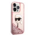 Калъф за iPhone 14 Pro - Karl Lagerfeld Hardcase Glitter (KLHCP14LLLLNNKHCHCP) - Pink Karl Head