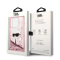 Калъф за iPhone 14 Pro - Karl Lagerfeld Hardcase Glitter (KLHCP14LLLLNNKHCHCP) - Pink Karl Head