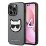 Калъф за iPhone 14 Pro - Karl Lagerfeld Saffiano (KLHCP14LSAPCHG) - Silver Choupette Head