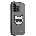 Калъф за iPhone 14 Pro - Karl Lagerfeld Saffiano (KLHCP14LSAPCHG) - Silver Choupette Head