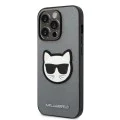 Калъф за iPhone 14 Pro - Karl Lagerfeld Saffiano (KLHCP14LSAPCHG) - Silver Choupette Head