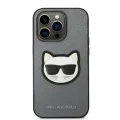 Калъф за iPhone 14 Pro - Karl Lagerfeld Saffiano (KLHCP14LSAPCHG) - Silver Choupette Head