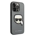 Калъф за iPhone 14 Pro - Karl Lagerfeld Saffiano (KLHCP14LSAPKKHG) - Silver Karl`s Head