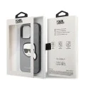 Калъф за iPhone 14 Pro - Karl Lagerfeld Saffiano (KLHCP14LSAPKKHG) - Silver Karl`s Head