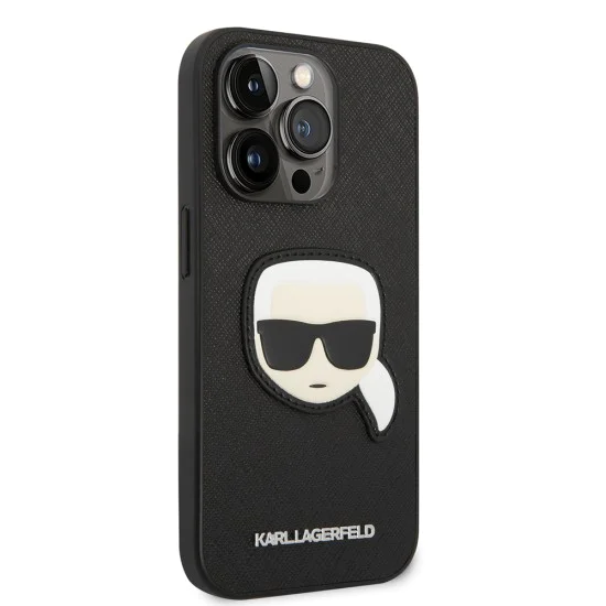Калъф за iPhone 14 Pro - Karl Lagerfeld Saffiano (KLHCP14LSAPKKHK) - Karl`s Head