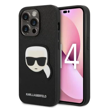 Калъф за iPhone 14 Pro - Karl Lagerfeld Saffiano (KLHCP14LSAPKKHK) - Karl`s Head