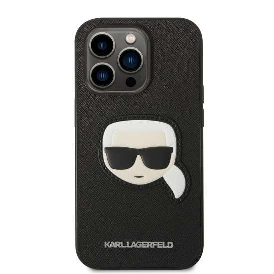 Калъф за iPhone 14 Pro - Karl Lagerfeld Saffiano (KLHCP14LSAPKKHK) - Karl`s Head