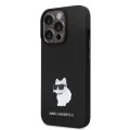 Калъф за iPhone 14 Pro - Karl Lagerfeld Silicone (KLHCP14LSMHCHCNPK) - Choupette Metal Pin