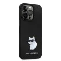 Калъф за iPhone 14 Pro - Karl Lagerfeld Silicone (KLHCP14LSMHCHCNPK) - Choupette Metal Pin