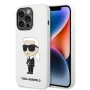 Калъф за iPhone 14 Pro - Karl Lagerfeld Silicone (KLHCP14LSNIKBCH) - Бял Иконик