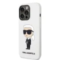 Калъф за iPhone 14 Pro - Karl Lagerfeld Silicone (KLHCP14LSNIKBCH) - Бял Иконик