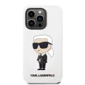 Калъф за iPhone 14 Pro - Karl Lagerfeld Silicone (KLHCP14LSNIKBCH) - Бял Иконик