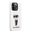 Калъф за iPhone 14 Pro - Karl Lagerfeld Silicone (KLHCP14LSNIKBCH) - Бял Иконик