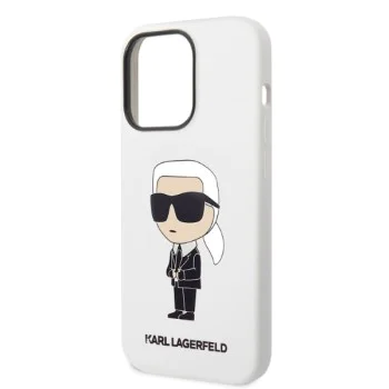 Калъф за iPhone 14 Pro - Karl Lagerfeld Silicone (KLHCP14LSNIKBCH) - Бял Иконик