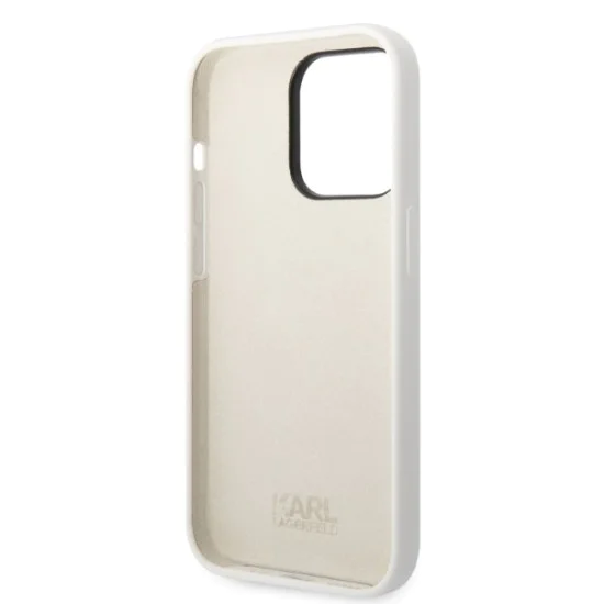 Калъф за iPhone 14 Pro - Karl Lagerfeld Silicone (KLHCP14LSNIKBCH) - Бял Иконик