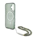 Калъф за iPhone 16 Plus - Guess IML Glitter with Pearl Strap MagSafe (GUHMP16MHGCGCRELSA) - Зелен