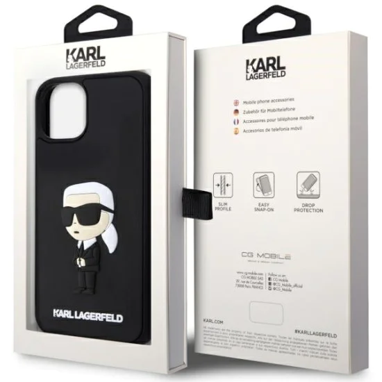 Калъф за iPhone 14 Plus - Karl Lagerfeld 3D Design (KLHCP14M3DR3DRKINK) - Гумена иконик