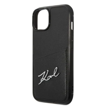Калъф за IPhone 14 Plus - Karl Lagerfeld Hardcase Leather Cards Slots (KLHCP14MCSSK) - Signature Logo