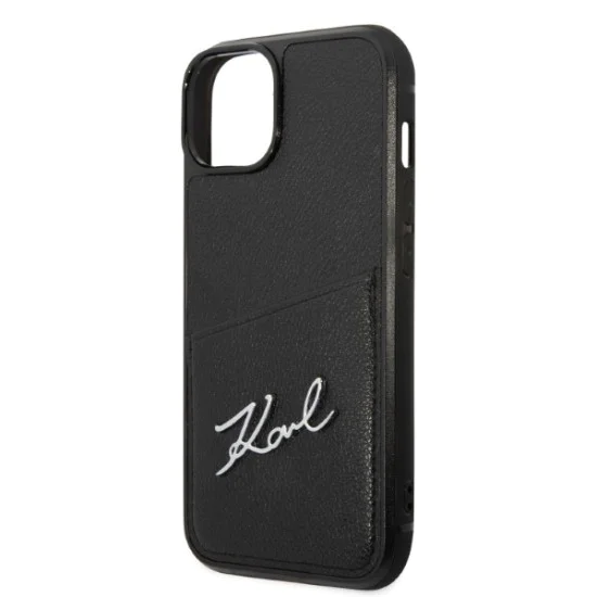 Калъф за IPhone 14 Plus - Karl Lagerfeld Hardcase Leather Cards Slots (KLHCP14MCSSK) - Signature Logo