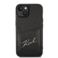 Калъф за IPhone 14 Plus - Karl Lagerfeld Hardcase Leather Cards Slots (KLHCP14MCSSK) - Signature Logo