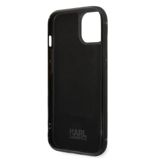 Калъф за IPhone 14 Plus - Karl Lagerfeld Hardcase Leather Cards Slots (KLHCP14MCSSK) - Signature Logo