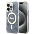 Калъф за iPhone 15 Pro - Guess IML 4G MagSafe (GUHMP15LH4STB) - син