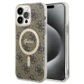 Калъф за iPhone 15 Pro - Guess IML 4G MagSafe (GUHMP15LH4STW) - Кафяв