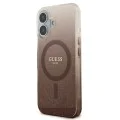 Калъф за iPhone 16 Plus - Guess IML Glitter Glitter Gradient MagSafe (GUHMP16MHGRCELW) - Кафяв