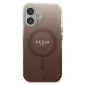 Калъф за iPhone 16 Plus - Guess IML Glitter Glitter Gradient MagSafe (GUHMP16MHGRCELW) - Кафяв
