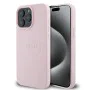 Калъф за iPhone 15 Pro Max - Guess Grained Gold Ring MagSafe (GUHMP15XPGHSMMP) - Розов