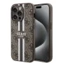 Калъф за iPhone 15 Pro - Guess Hardcase 4G Printed Stripes MagSafe (GUHMP15LP4RPSW) - кафяв
