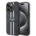 Калъф за iPhone 15 Pro Max - Guess Hardcase 4G Printed Stripes MagSafe (GUHMP15XP4RPSK) - Черен