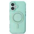Калъф за iPhone 16 Plus - Guess IML Rhinestones MagSafe (GUHMP16MPFTDTEN) - зелен