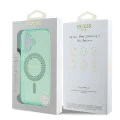 Калъф за iPhone 16 Plus - Guess IML Rhinestones MagSafe (GUHMP16MPFTDTEN) - зелен