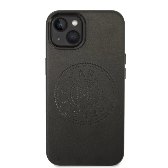 Калъф за IPhone 14 Plus - Karl Lagerfeld Hardcase Leather Perforated (KLHCP14MFWWHK) - черен