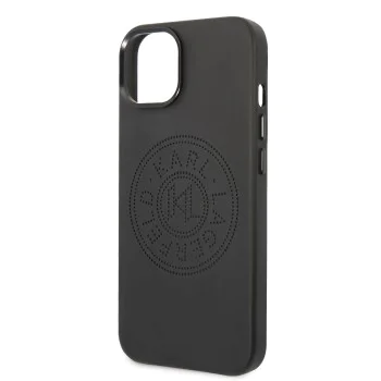 Калъф за IPhone 14 Plus - Karl Lagerfeld Hardcase Leather Perforated (KLHCP14MFWWHK) - черен