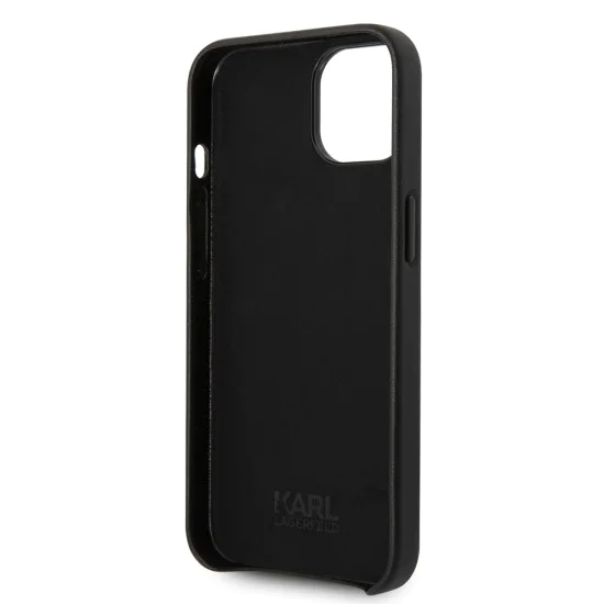 Калъф за IPhone 14 Plus - Karl Lagerfeld Hardcase Leather Perforated (KLHCP14MFWWHK) - черен