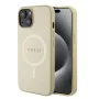 Калъф за iPhone 15 Plus - Guess Saffiano MagSafe (GUHMP15MPSAHMCB) - златен