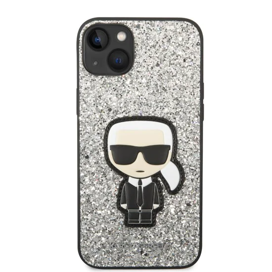 Калъф за iPhone 14 Plus - Karl Lagerfeld Hardcase Glitter (KLHCP14MGFKPG) - Silver Flakes Ikonik
