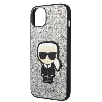 Калъф за iPhone 14 Plus - Karl Lagerfeld Hardcase Glitter (KLHCP14MGFKPG) - Silver Flakes Ikonik