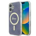 Калъф за iPhone 16 - Guess IML 4G MagSafe (GUHMP16SH4STB) - син